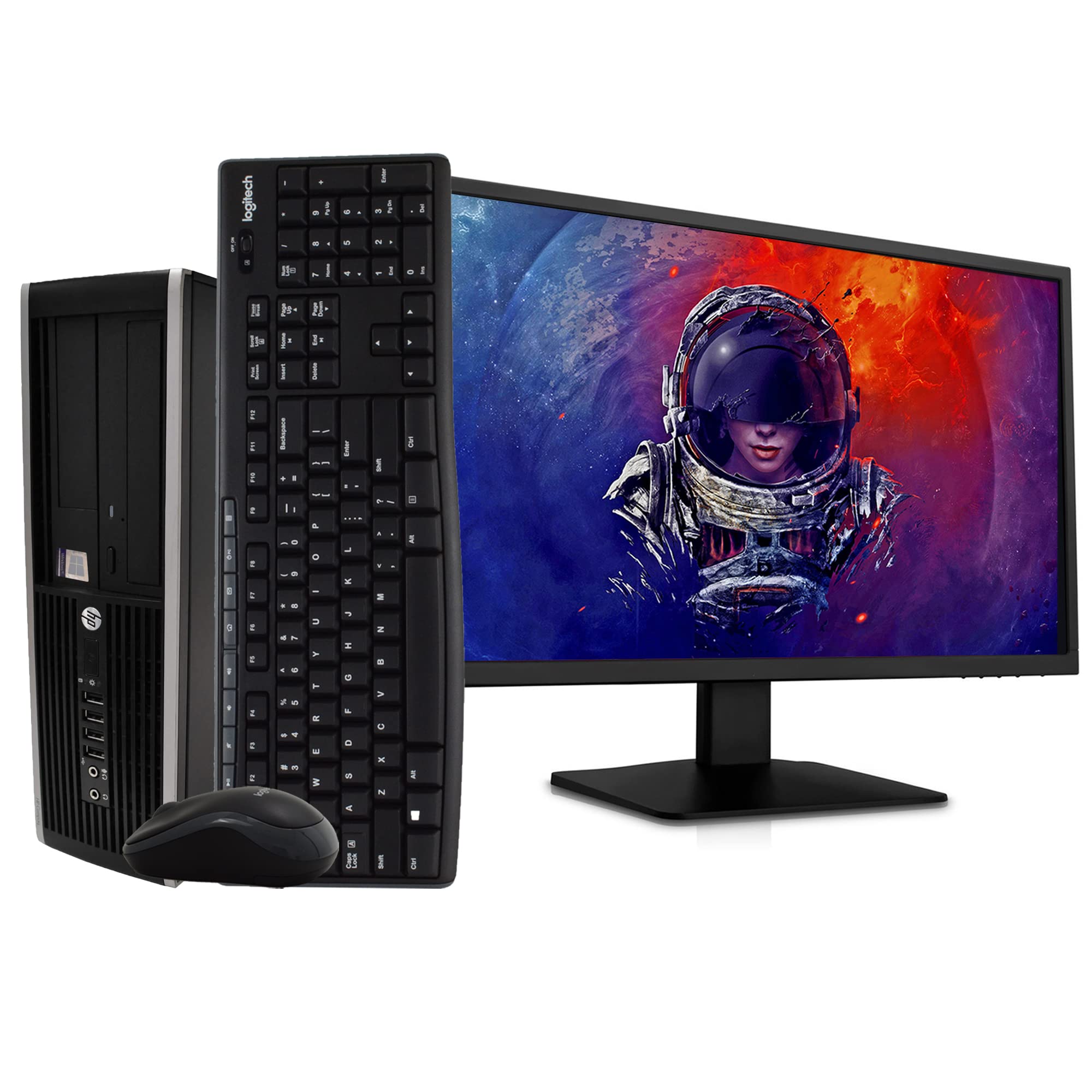 HP Elite Desktop PC Computer | Intel Quad-Core i5 | 8GB Ram | 1TB HDD | 24 Inch LCD Monitor (1080p HDMI) | Wireless Keyboard and Mouse | WiFi + Bluetooth | Windows 10 (Renewed)