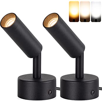          URTOM 3W Spot Lights Indoor 3000K/4000K/5000K Adjustable Up Lights Indoor Floor Spotlight LED Dimmable Plant Spotlight Indoor Accent Lighting for Plants Pictures Artwork, 10 FT Cord with Plug