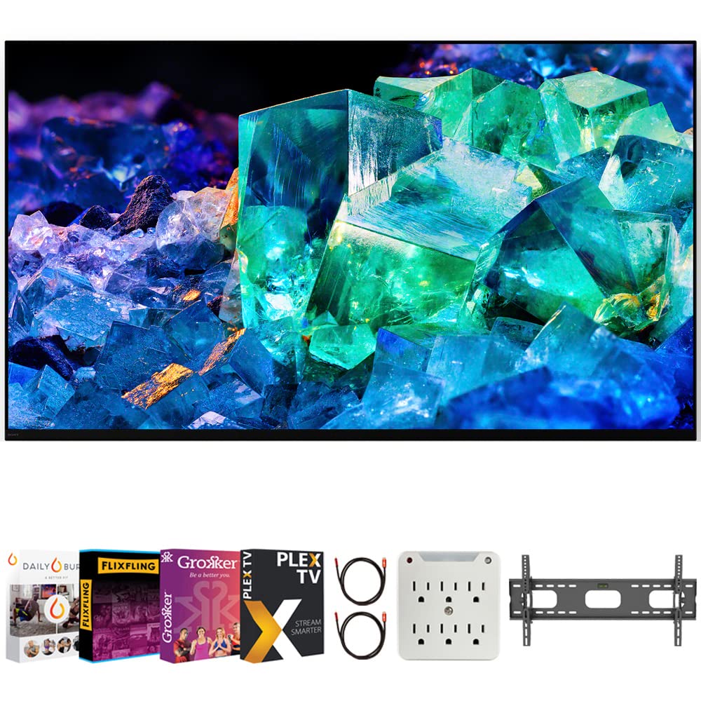 Sony XR55A95K 55 inch BRAVIA XR A95K 4K HDR OLED TV with Smart Google TV 2022 Model Bundle with Premiere Movies Streaming + 37-100 Inch TV Wall Mount + 6-Outlet Surge Adapter + 2X 6FT HDMI Cable