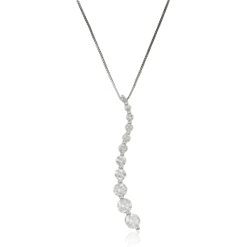          10k White Gold Diamond Journey Pendant Necklace (1 cttw, I-J Color, I3 Clarity), 18"        