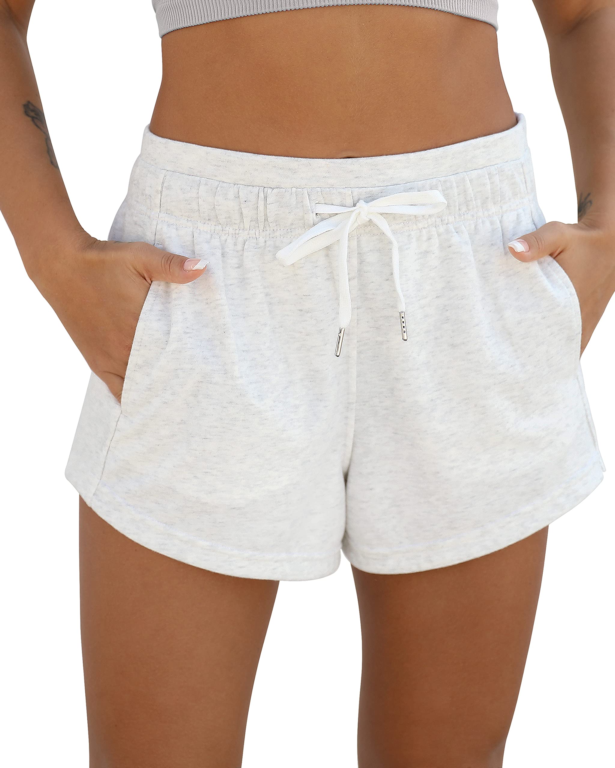 Women's Sweat Shorts with Pockets Cotton French Terry Drawstring Summer Workout Casual Lounge Shorts