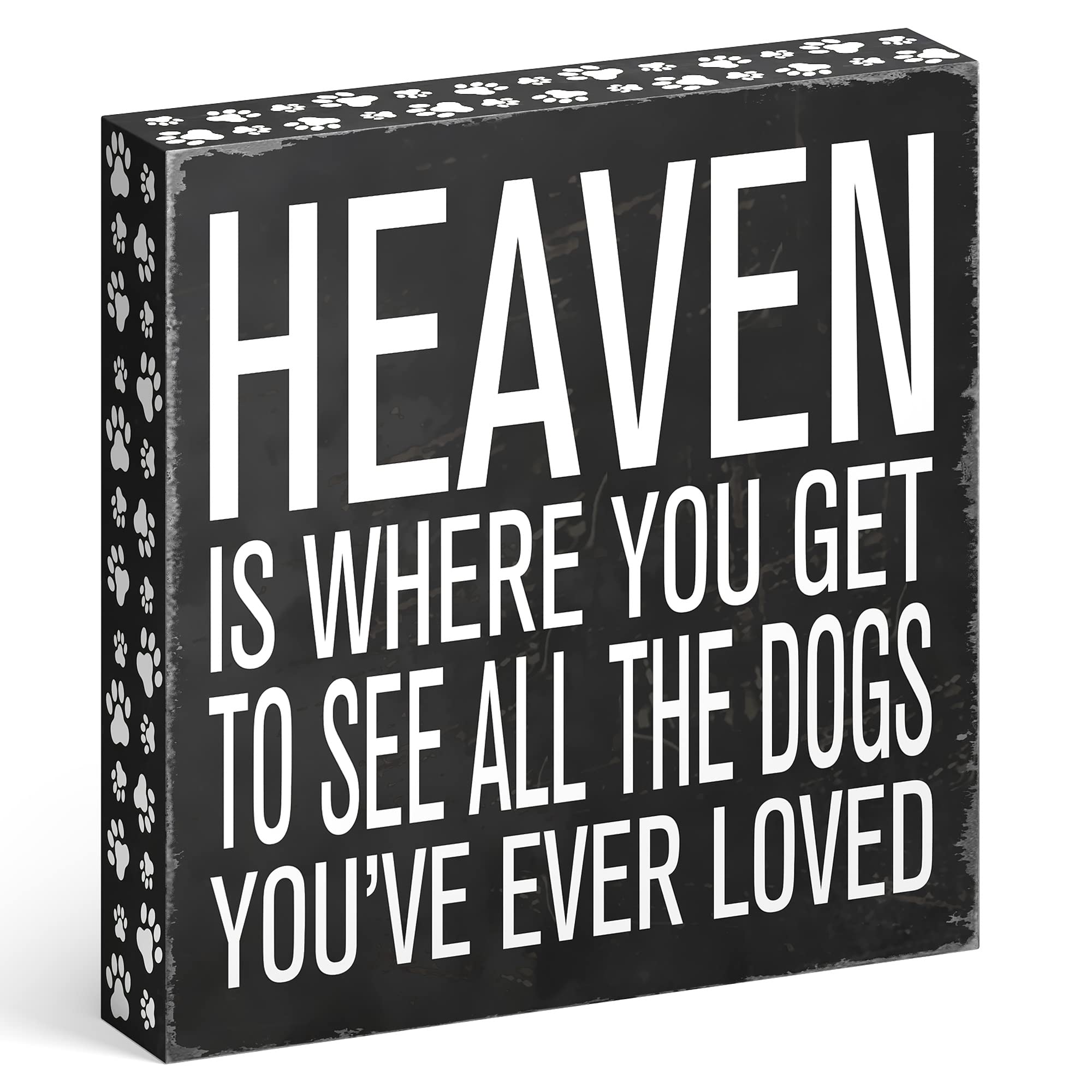 Barnyard Designs 'Heaven' Wooden Box Sign Motivational Desk Decor, Primitive Decor Office Desk Decorations for Women Office Bathroom Shelf Decor Inspirational, Spiritual Decor, 8x8