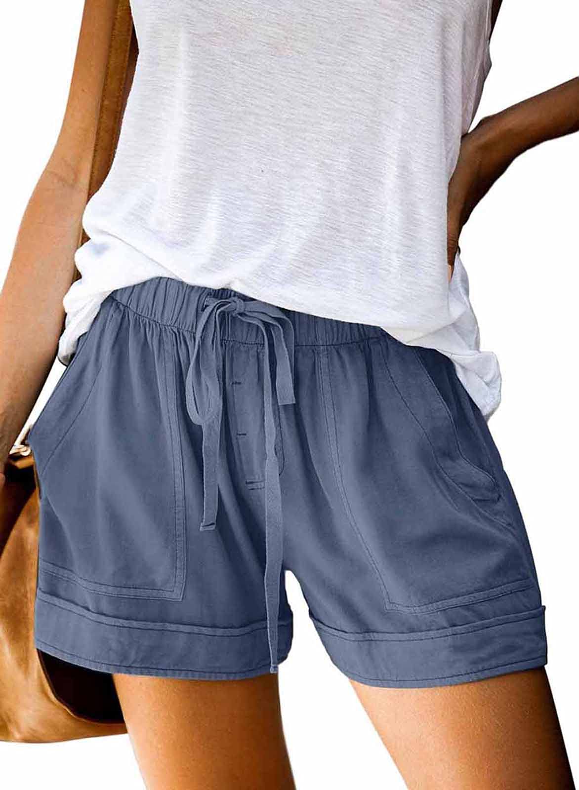 Womens Drawstring Shorts Summer Elastic Waist Casual Lightweight with Pockets