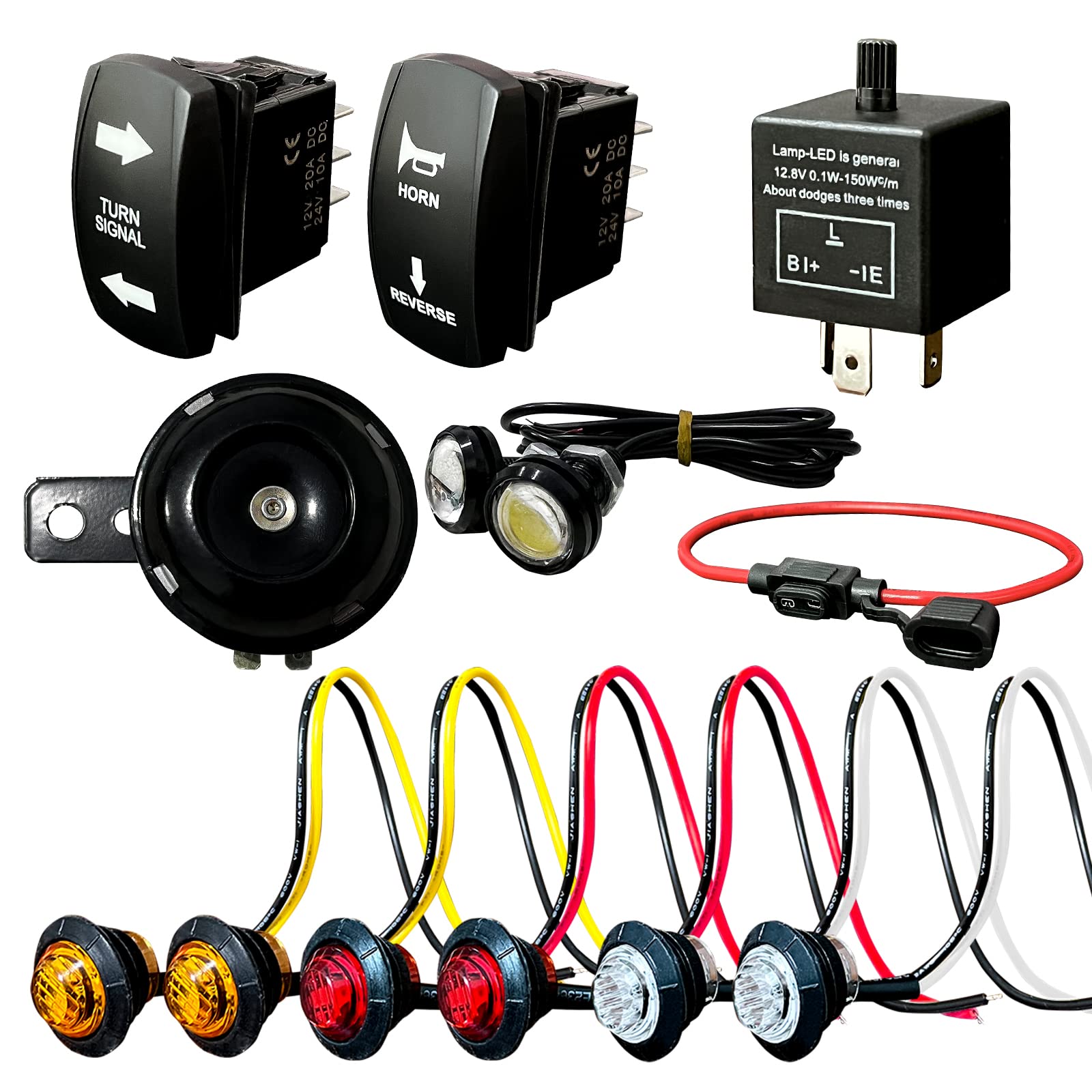 Universal ATV UTV SXS Street Legal Kit with Rocker Switch Turn Signal Light Horn Flasher Relay