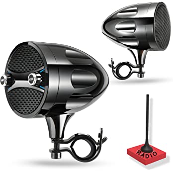          KSPEAKER Motorcycle Speakers Bluetooth Waterproof Radio Audio System Built-in Amplifier, 3 Inch Metal Mp3 Player, Great for ATV, Scooter Bike,12 Volt Vehicle, S7BL        