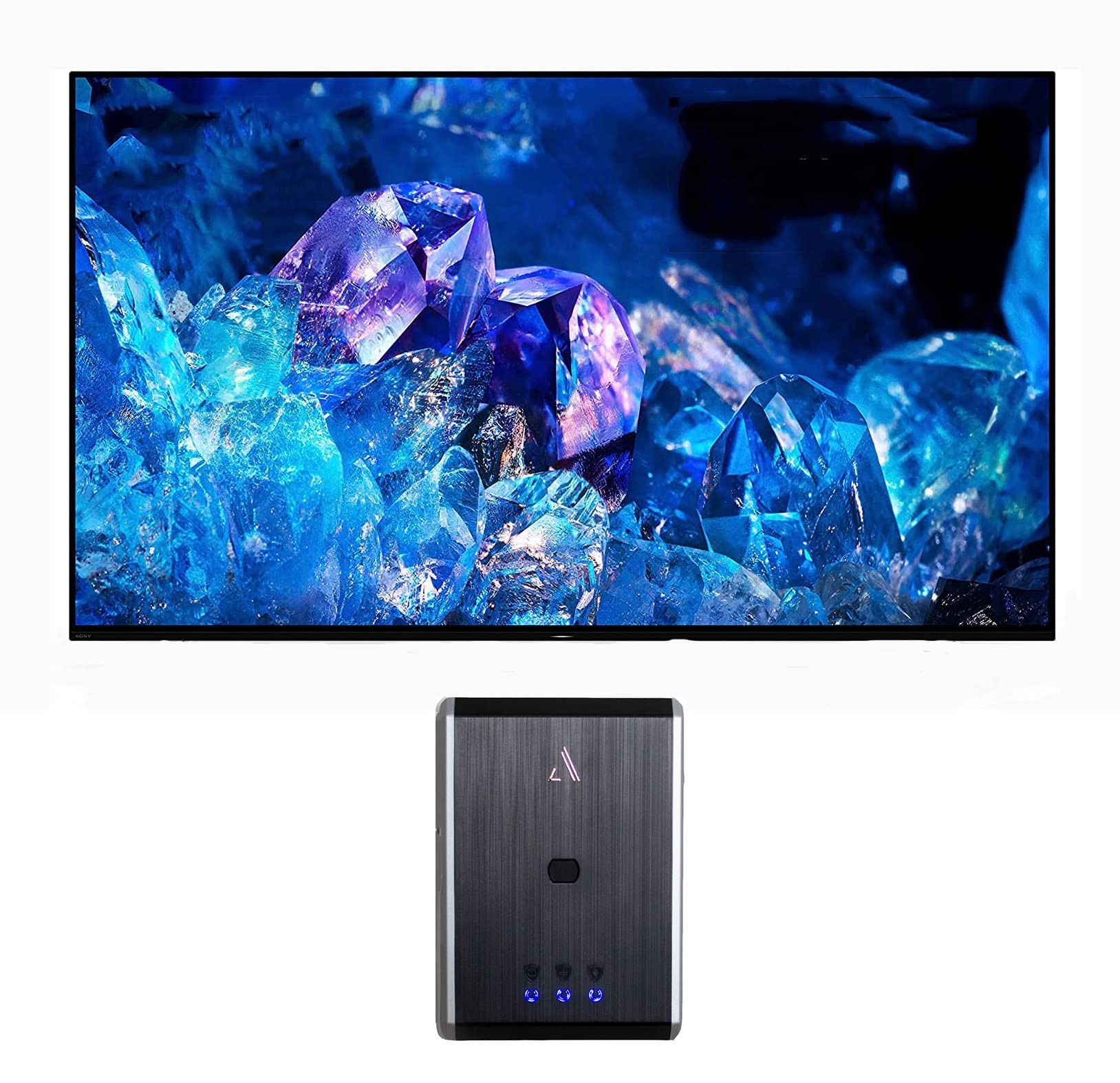 Sony XR77A80K 77" 4K Bravia XR OLED High Definition Resolution Smart TV with an Austere 7S-PS4-US1 4-Outlet Power with Omniport USB (2022)