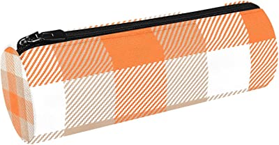 Cosmetic Bags for Women, Handbags Purses Makeup Organizer Storage Makeup Bag Girls, Orange Vintage Plaid