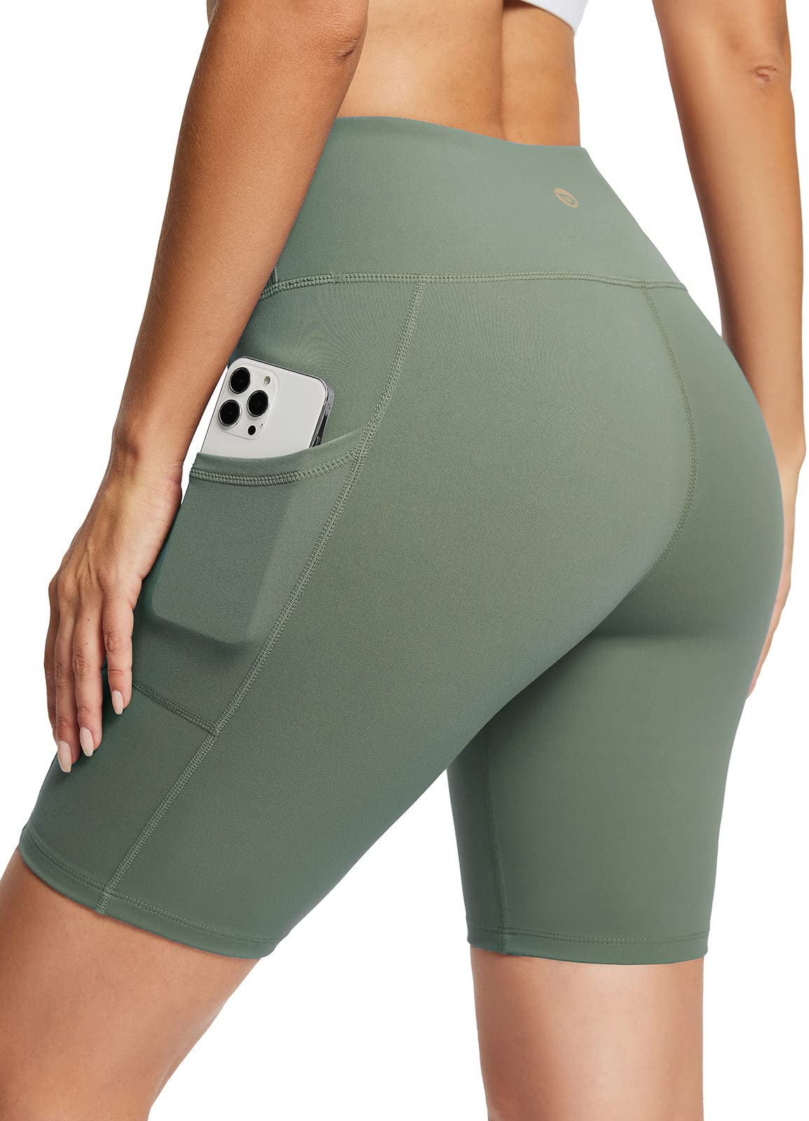 Women's 8"/ 7"/ 5" High Waist Biker Shorts Workout Yoga Running Gym Compression Spandex Shorts Side Pockets