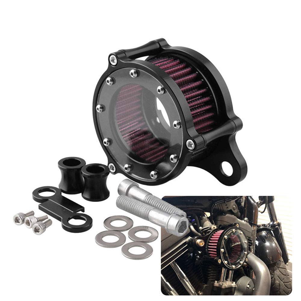 WANLIAN Sales Motorcycle Powersports Air Filters,Air Cleaner Intake Filter System Kit For Harley Davidson Sportster 883 1200,Billet Aluminum CNC Machined Washable(Transparent-black)