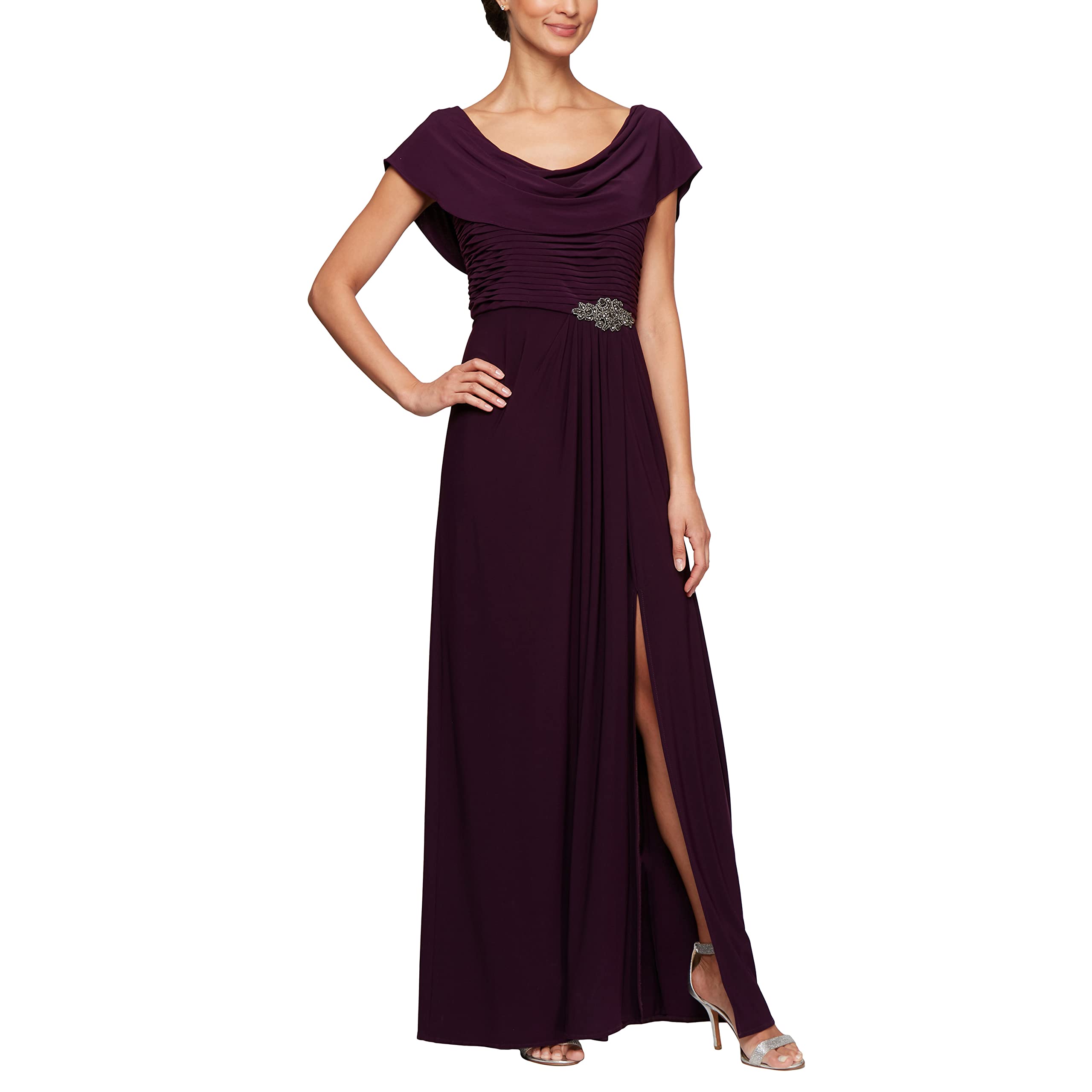 Women's Long Cowl Neck A-line Dress