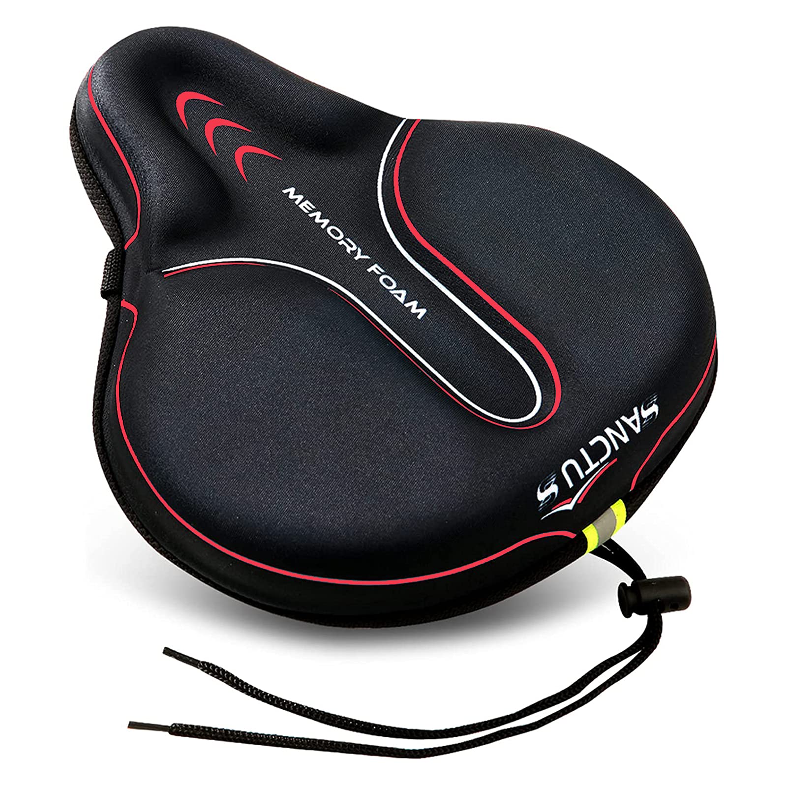 Bike Seat Cushion Cover Memory Foam, Large Wide Bicycle Saddle Soft for Men Women, Comfort Exercise Cycle Seats Cover Padded Fits Stationary Bikes, Cruiser, Spin, with Waterproof Cover