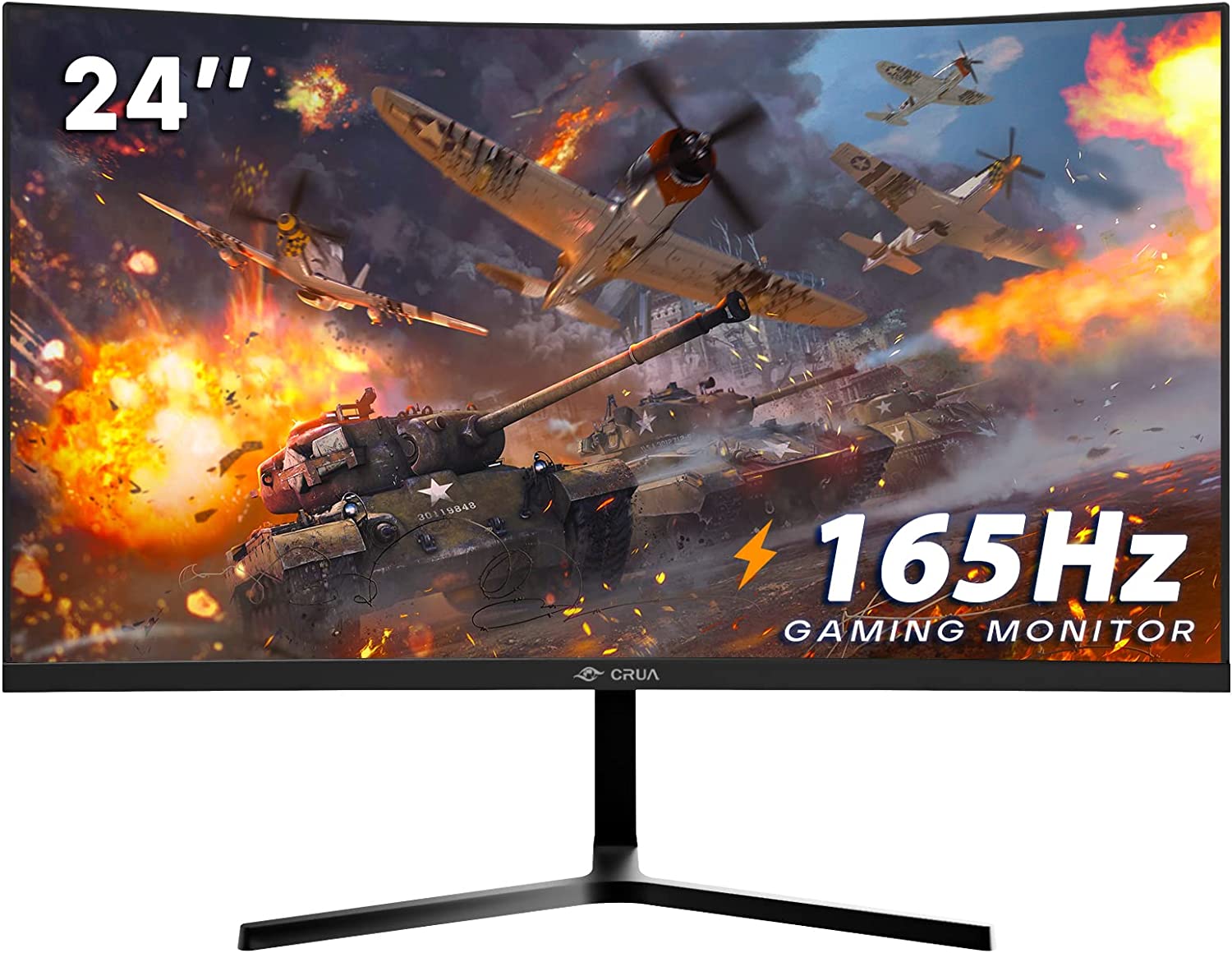         CRUA 24 inch 144hz/165hz Curved Gaming Monitor，FHD 1080P Frameless Computer Monitor，Support AMD freesync Low Motion Blur, Eye Care, VESA, DisplayPort, HDMI, Black       