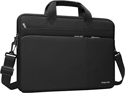 MOSISO 360 Protective Laptop Shoulder Bag Compatible with MacBook Pro 16 2023-2019 M2 A2780 M1 A2485 Pro/Max A2141,15-15.6 inch Notebook,Polyester Sleeve with 3 Front Pockets&Fix Handle&Belt,Black
