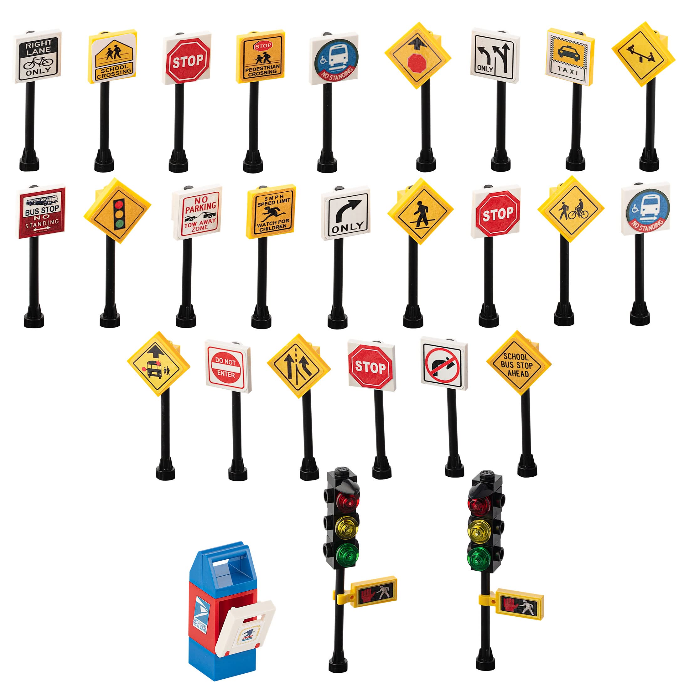 Custom Toys & Hobbies City/TOWN/VILLAGE/STREET 25 Play road signs POST BOX TRAFFIC LIGHTS