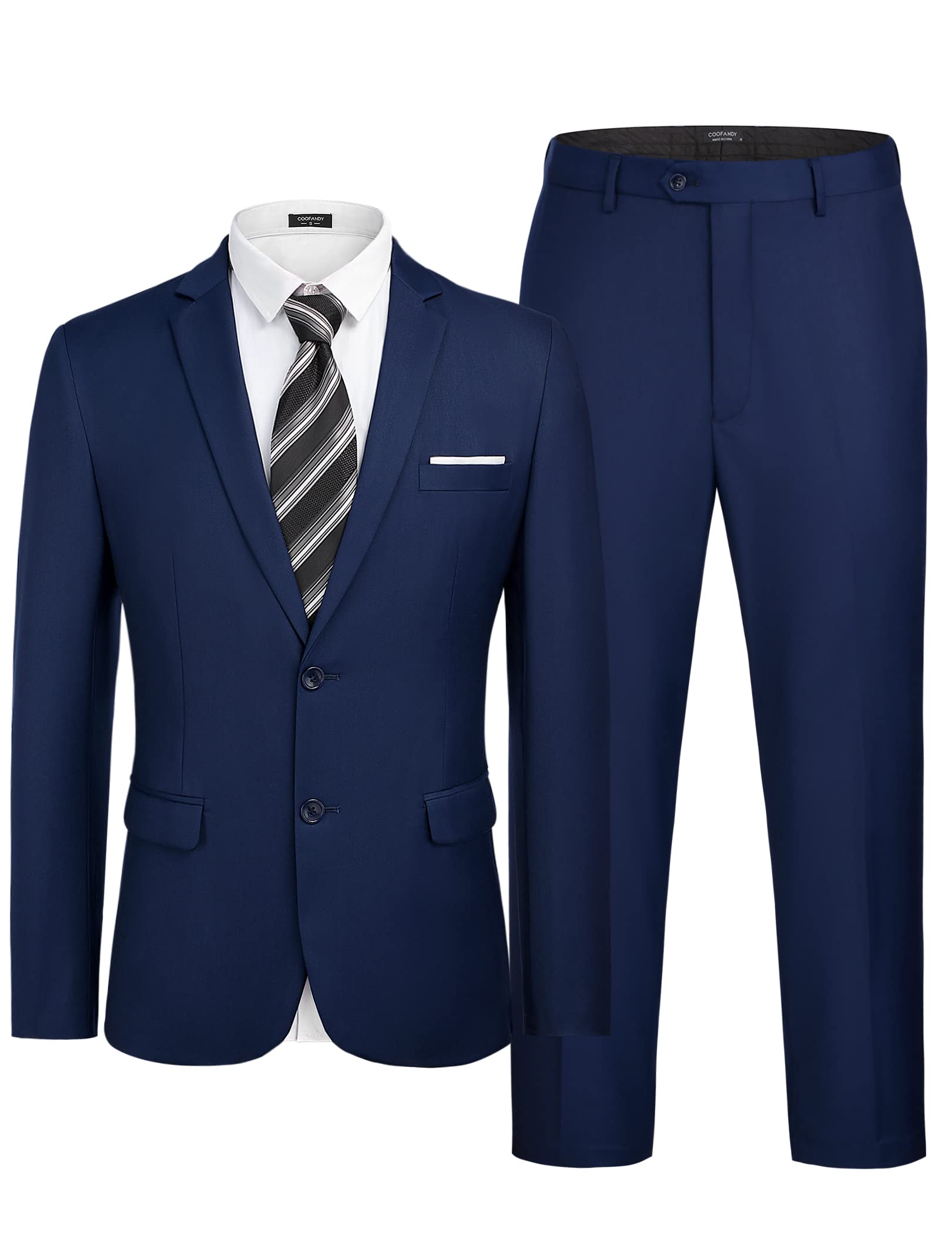 Men's 2 Piece Suits Set Slim Fit 2 Button Dress Suits Tuxedo Jacket Wedding Blazer Pants for Business Dinner Party