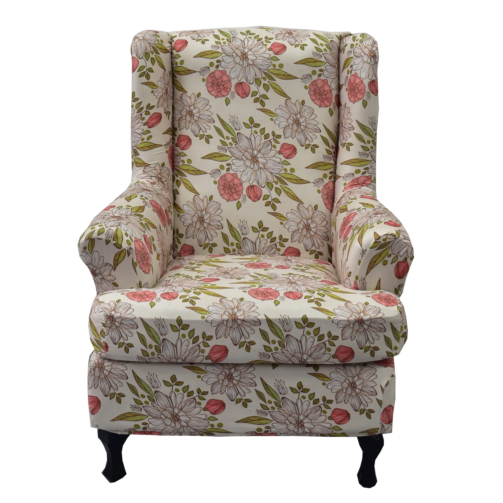 CRFATOP 2 Piece Stretch Wingback Chair Cover Printed Wing Chair Slipcovers Spandex Fabric Wingback Armchair Covers with Elastic Bottom for Living Room Bedroom Wingback Chair (09)