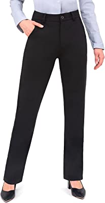 Work Pants for Women Yoga Dress Pants Straight Leg Stretch Work Pant with Pockets