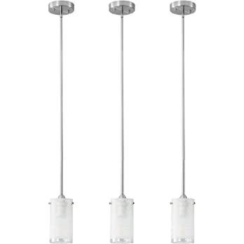          Indoor Pendant Light Fixtures 3-Pack, Modern White Linen Frosted Glass Hanging Lights, Industrial Pendant Lamp Adjustable, Mini Farmhouse Ceiling Light for Hallway Kitchen Bedroom, Bulb Not I