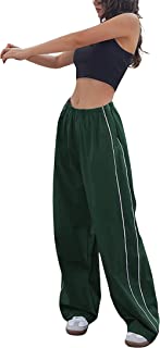 Women's Parachute Pants Cargo Trousers Elastic Waist Wide Leg Track Pants Y2k Clothing