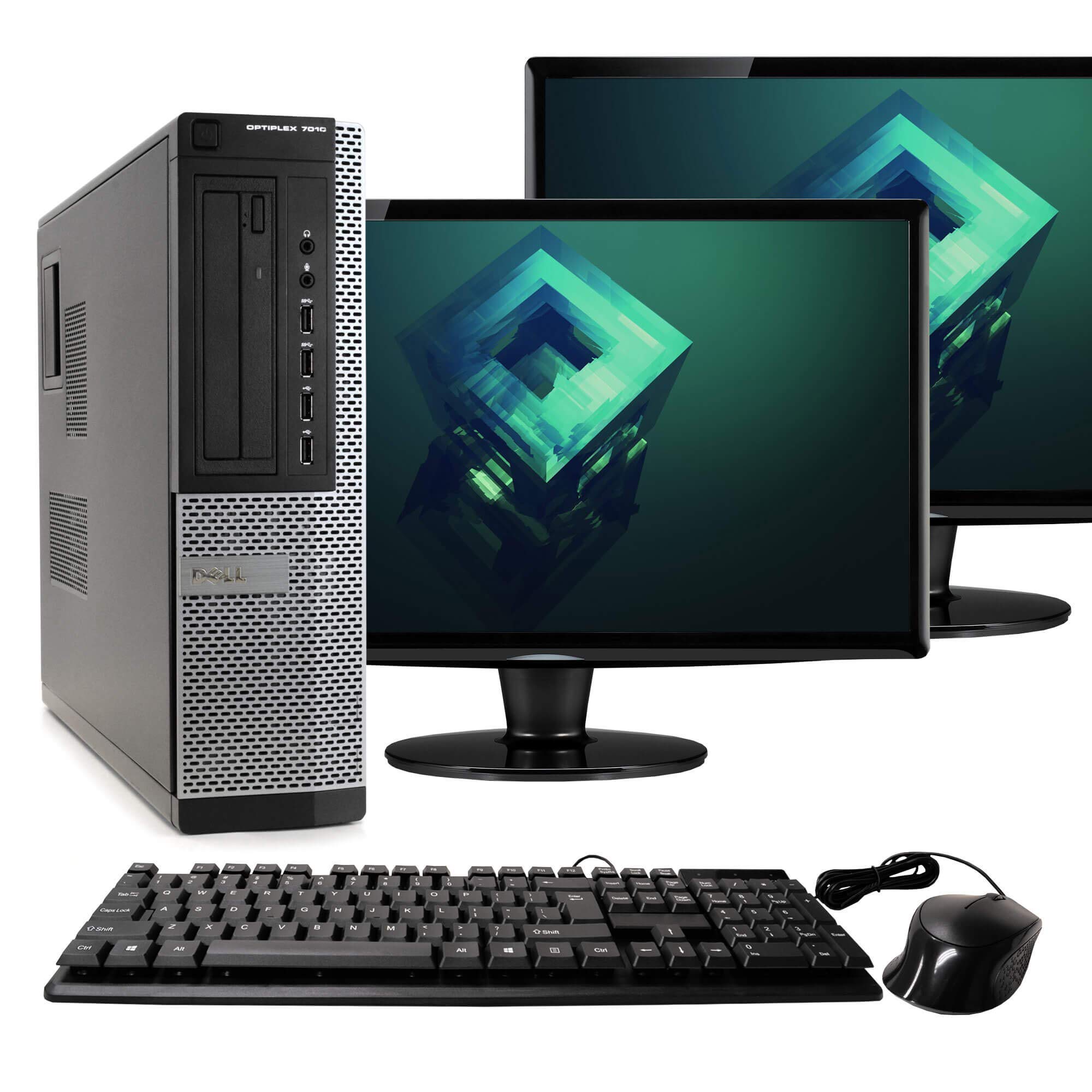 Dell Optiplex 7010 Desktop PC, Intel Core i5-3470 3.2 GHz, 8GB RAM, 500GB HDD, Keyboard/Mouse, WiFi, Dual 17" LCD Monitors (Brands Vary), DVD, Windows 10 (Renewed)