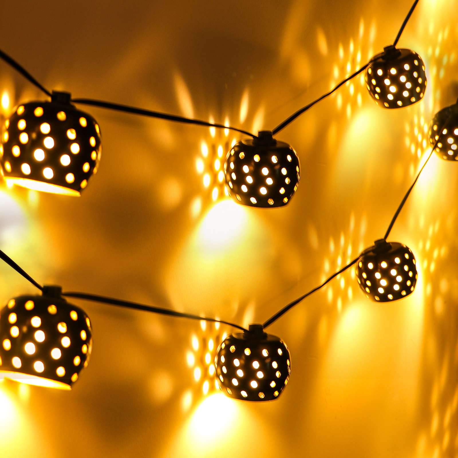 Afirst Decorative String Lights Apple-Shape Lights - Hollow-Out Style Connectable Waterproof Moroccan Lights for Home Backyard Party