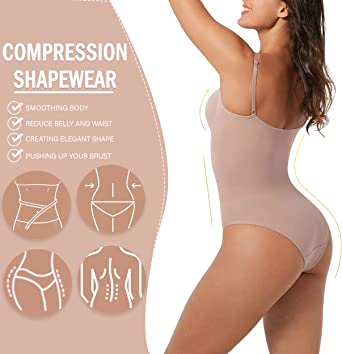          Seamless Bodyshaper Bodysuit for Women - Full Body Shapewear Body Sculpting Suits Sleeveless Round Neck        