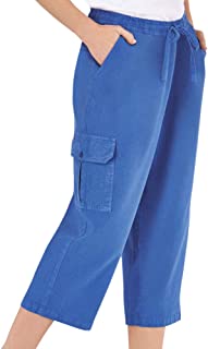 Etc Women's Elastic Waist Cargo Pocket Capri Pant, Royal Blue, X-Large
