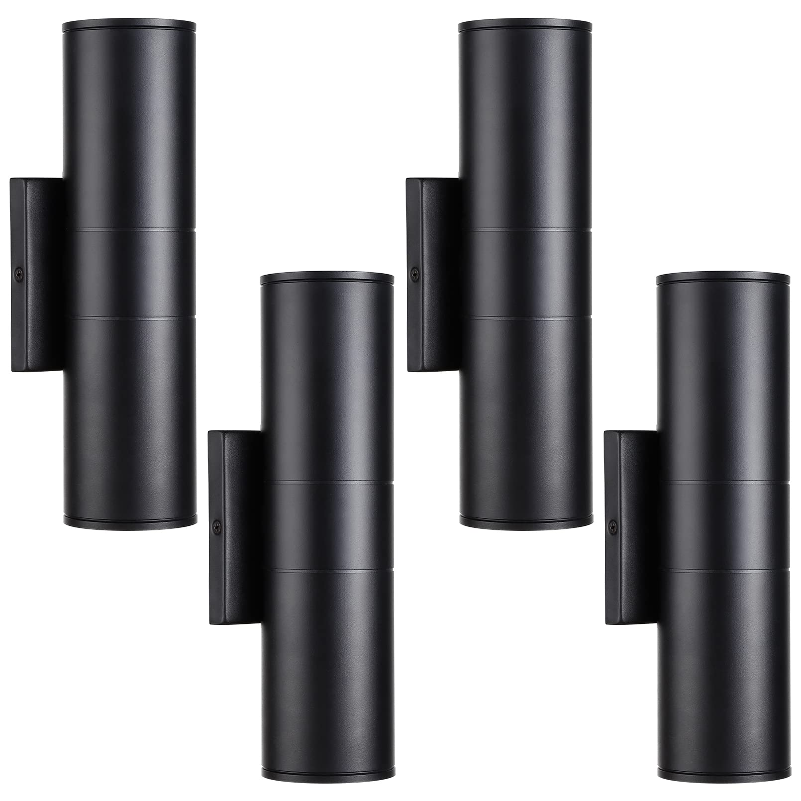 LEONLITE Integrated LED Cylinder Up Down Wall Light Outdoor, 100V-277V Aluminum Waterproof High-end Wall Sconce in 2 Lights, ETL-Listed 20W 1400lm, Exterior Front Door Porch Light Fixtures, Pack of 4