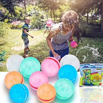          ZUPIIY Reusable Water Balloons, Summer Water Toys, Outdoor Toys, Pool Toys, Self-Sealing Water Bomb for Kids Adults, Silicone Water Ball Easy Quick Fill, Fun Splash Water Bomb Party Supplies(