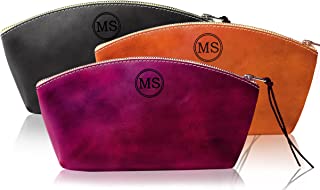 PERSONALIZED Vintage Makeup Bag Made in USA - Luxury Gift for Girlfriend, Mom & Wife Gift for Anniversary – Women Makeup Pouch For Purse – Cosmetic Bag for Travel Toiletries, Makeup Brushes & Cosmetic