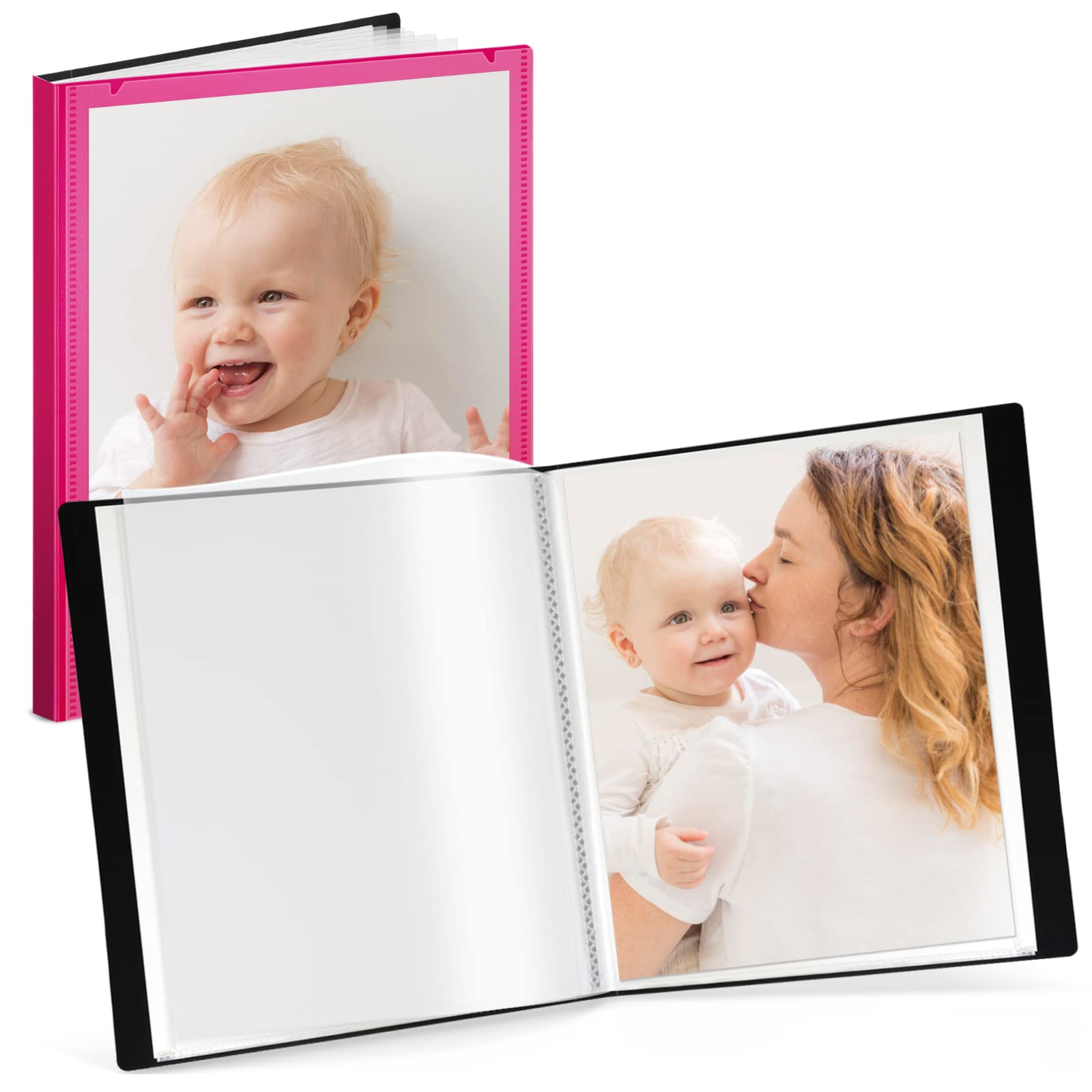 CRANBURY 8x10 Customizable Photo Album - (Pink), Poly 8 x 10 Photo Storage Album, 24 Page Protectors Hold 48 Pictures, 10x8 Photo Book, Customizable Front Pocket,