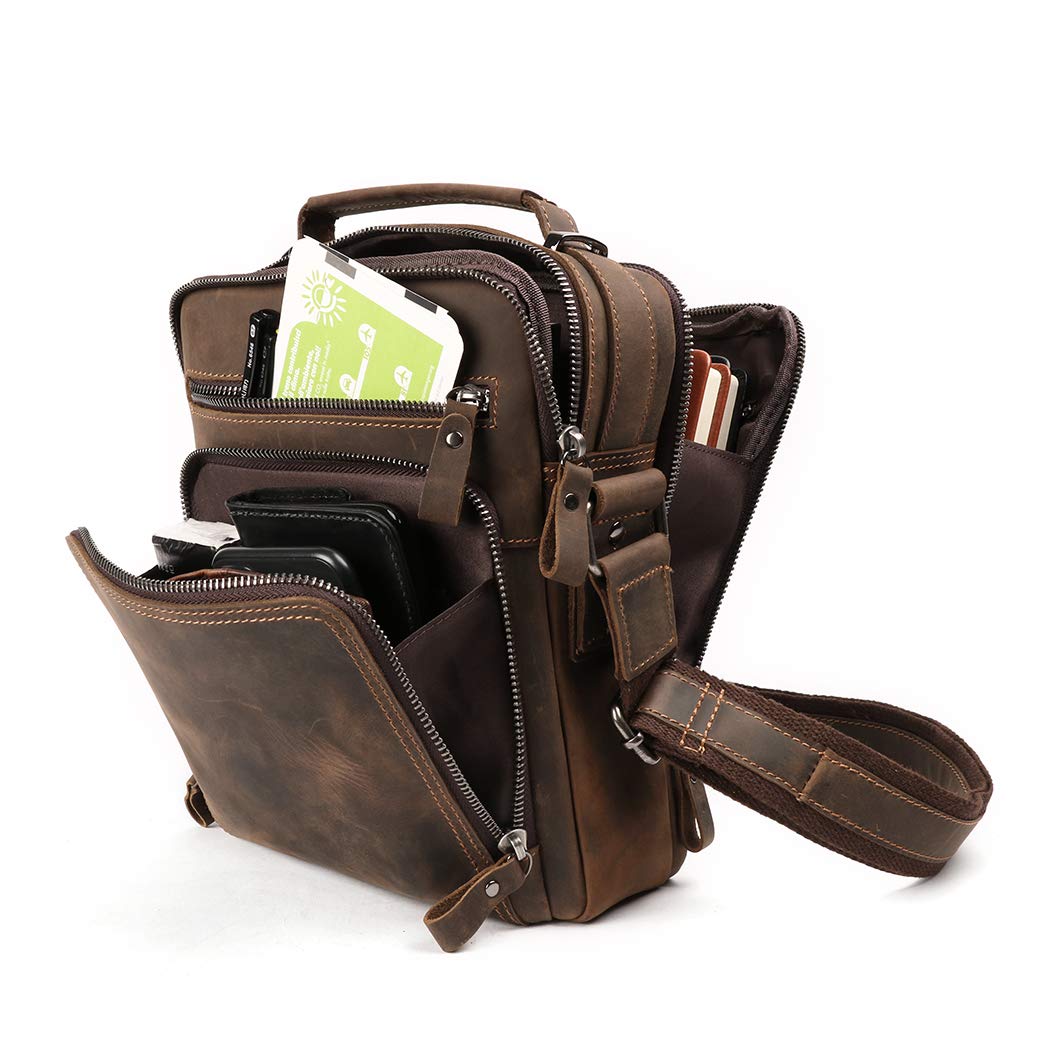 Genuine Leather Small Messenger Bag for Men Vintage Shoulder Crossbody Bags for Work Business Travel