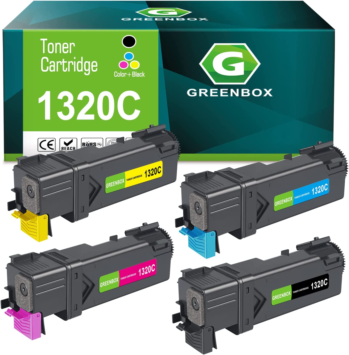         GREENBOX 1320C High-Yield Remanufactured Toner Cartridges Replacement for Dell 1320C 310-9058 310-9060 310-9062 310-9064 for Dell Color Laser 1320 1320C 1320CN Printer       