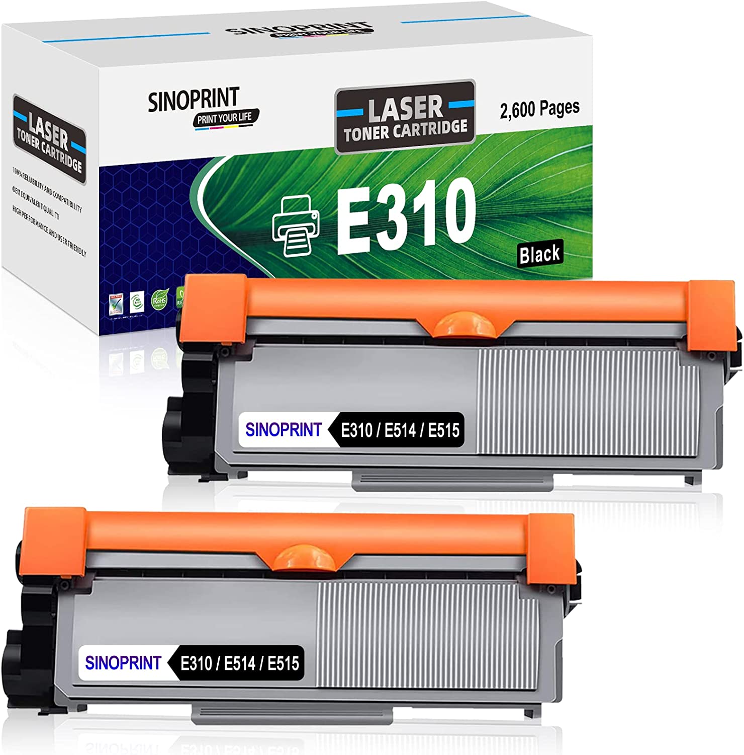         SINOPRINT E310 E310dw Toner Compatible Replacement for Dell E310dw E514dw E515dw E515dn E515 E514 PVTHG 593-BBKD P7RMX Wireless Monochrome Printer Ink, High Yield 2600 Pages (Black,2-Pack)    