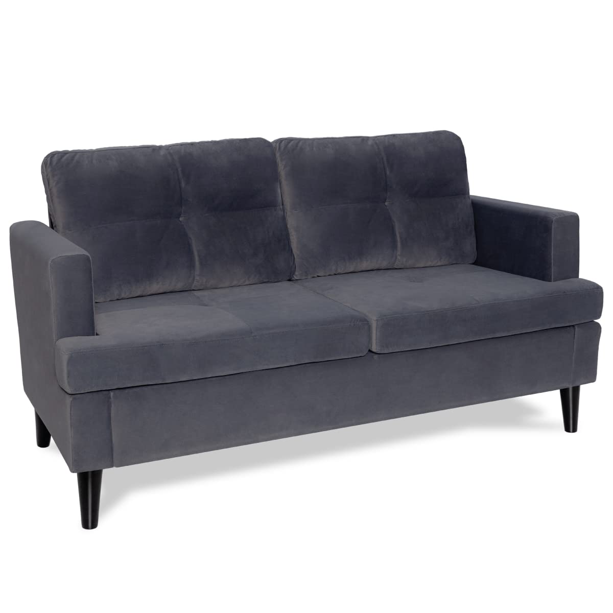 Milliard Loveseat, Grey Velvet Love Seat, Small Couch