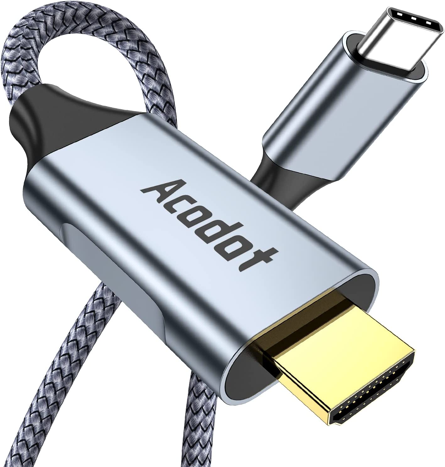         USB C to HDMI Cable, Acodot 6.6ft HDMI to USB C Cable [4K@60HZ], Mini Type C Adapter Compatible for MacBook Pro/Air, iPad Air 4, iPad Pro, Pixelbook, Dell XPS, Galaxy, Surface Book 2, Chromebo