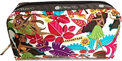 Sweet Wahine HAWAII EXCLUSIVE Rectangular Cosmetic Bag/Pouch Style 6511/Color K168, Hula Girls, Vibrant Tropical Paradise, Hawaiian Golden Pineapples, Colorful Palm Fronds, Aloha