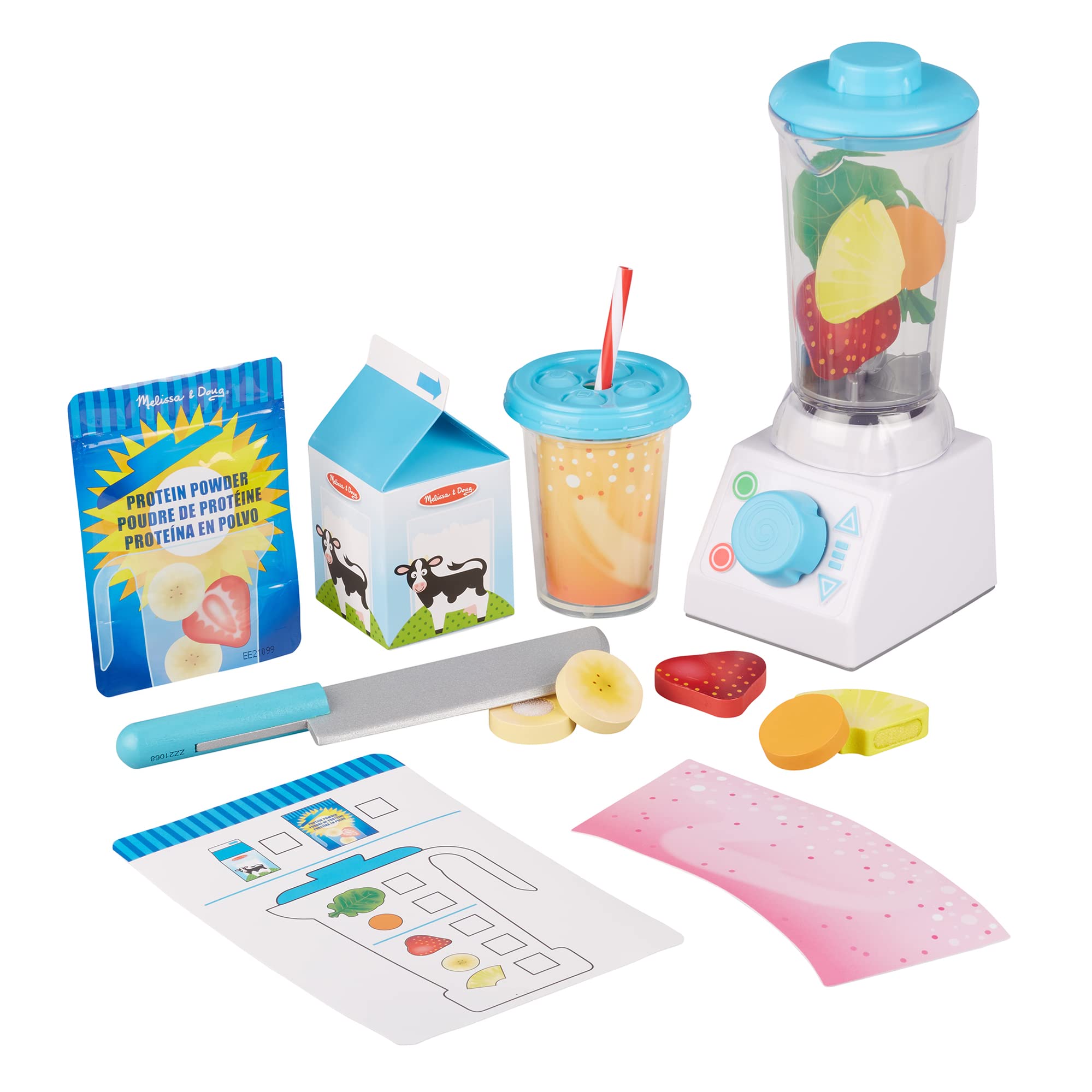 Melissa & Doug Smoothie Maker Blender Set with Play Food (22 Pcs)