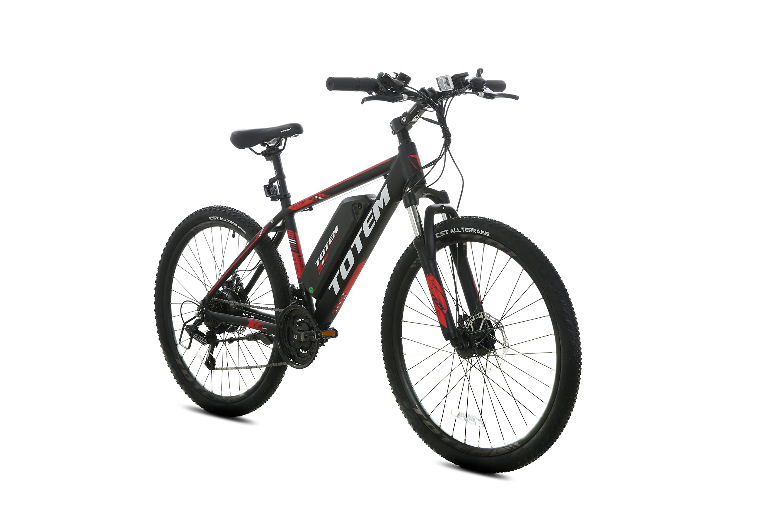 Totem Electric Bike for Adults 26”, Electric Mountain Bicycle 350W Motor, 20MPH Victor 2.0 with 36V 10.4Ah Removable Battery, E-MTB with Shimano 21 Speed Gears, Upgraded Adjustable stem