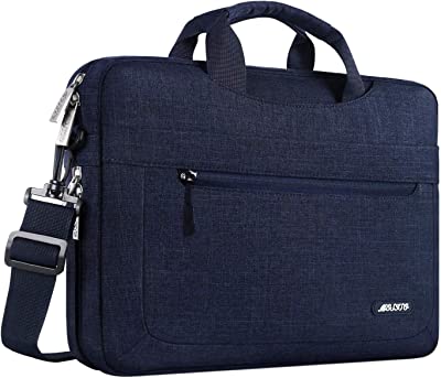 MOSISO Laptop Shoulder Messenger Bag Compatible with MacBook Pro 16 inch 2023-2019 M2 A2780 M1 A2485 Pro/Max A2141/Pro 15 A1398,15-15.6 inch Notebook with Adjustable Depth at Bottom, Navy Blue