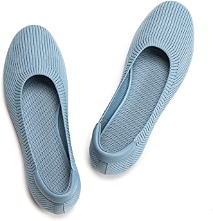 Women’s Ballet Flat Shoes Knit Dress Shoes Round Toe Slip On Ballerina Walking Flats Shoes for Woman Low Wedge Comfort Soft