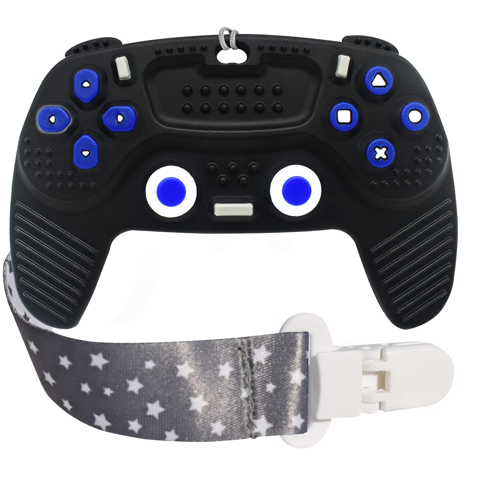 Teething Remote Control for Baby with Pacifier Clip, Funny Teethers for Baby for Baby Girl Or Boy,Teething Toys for Babies 3-6 6-12 Months(Black)