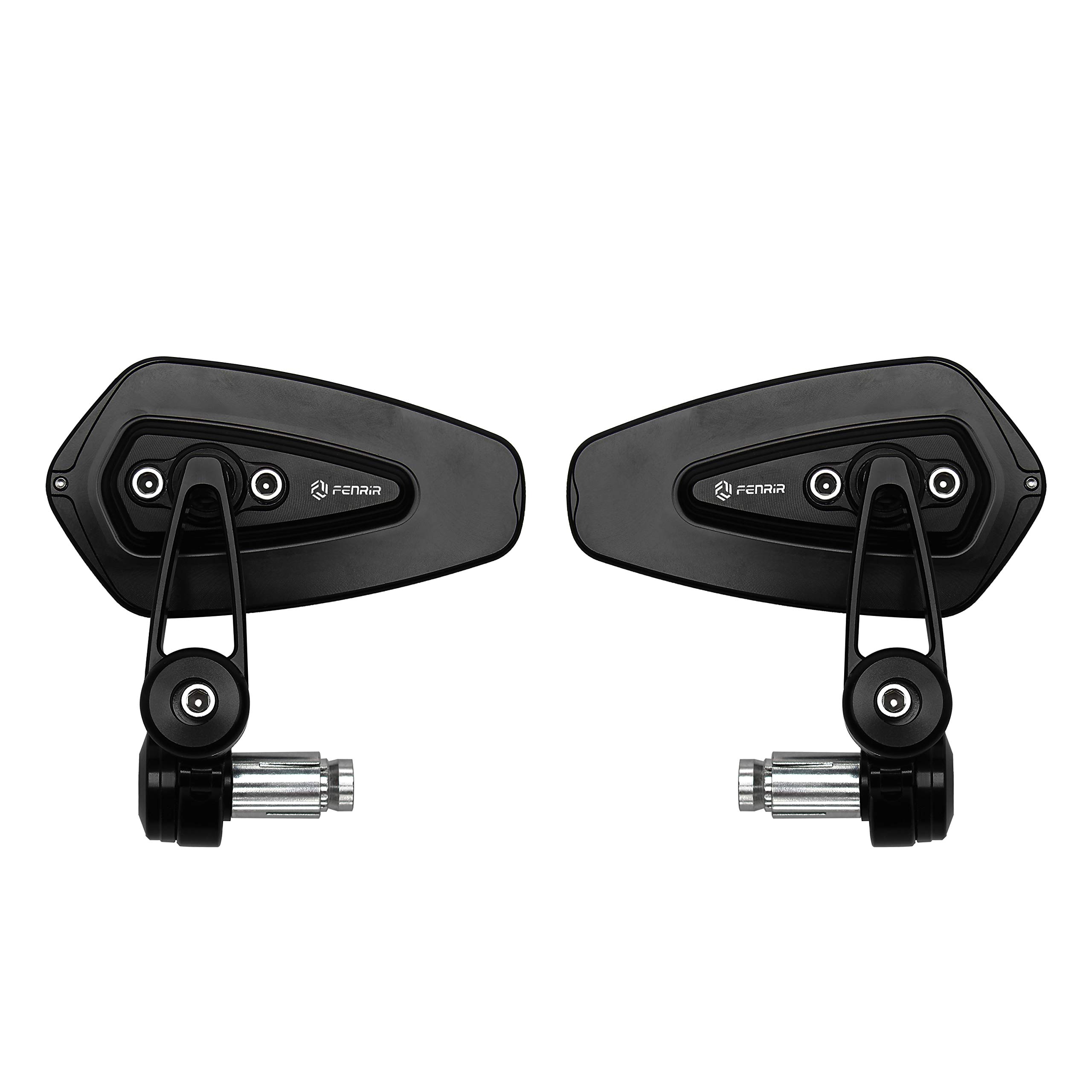 FENRIR CNC Aluminum Alloy Cafe Racer Black Motorcycle Bar End Mirrors Side Folding 22MM 7/8" inch Handlebar Mirror Universal Rear View For M6/M8 Standard Super Sport Naked Street Bike Scooter Minimoto