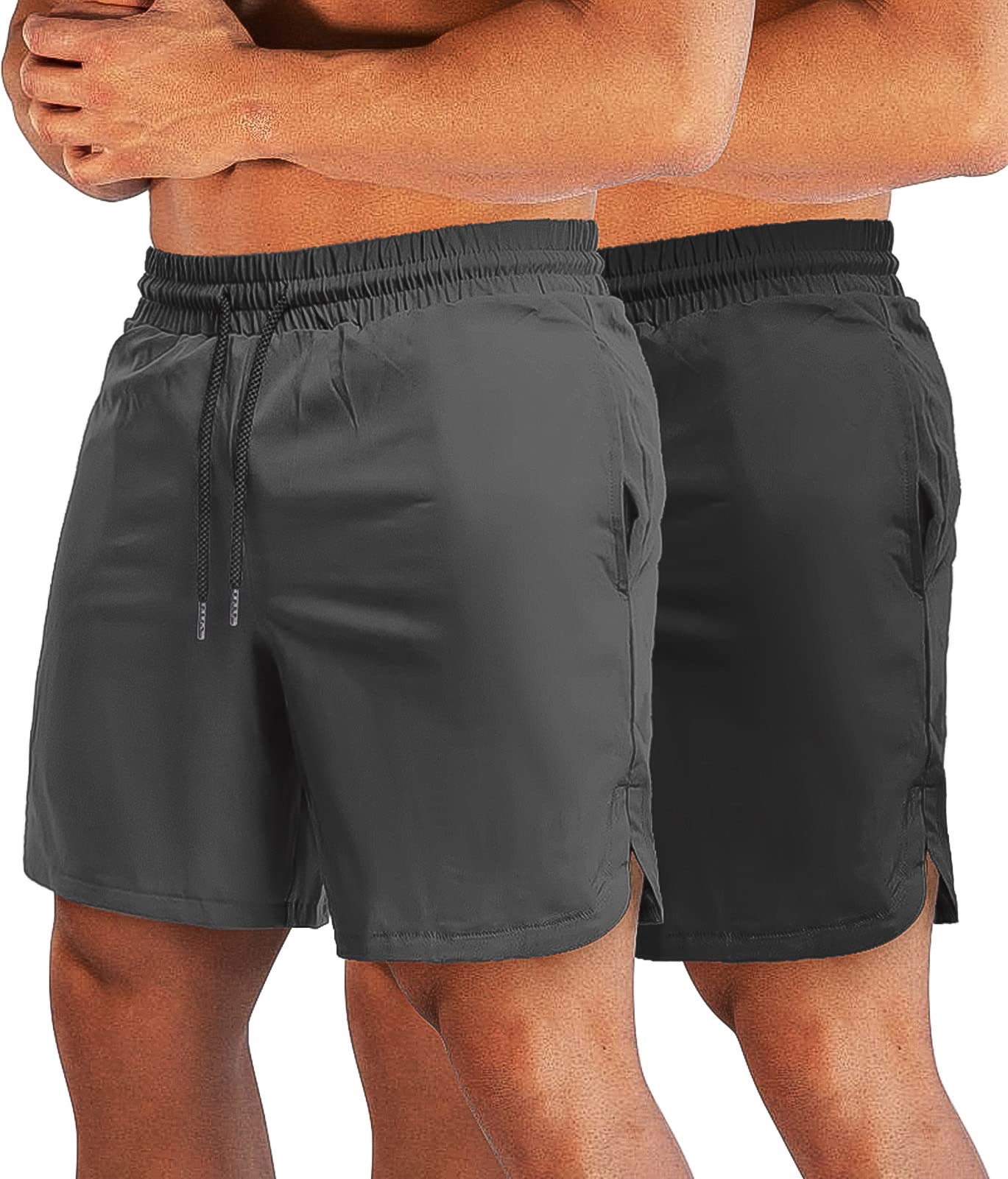 Men's Workout Athletic Running Shorts Lightweight 2 Pack Basketball Boxing Gym Sports Shorts Men with Pocket