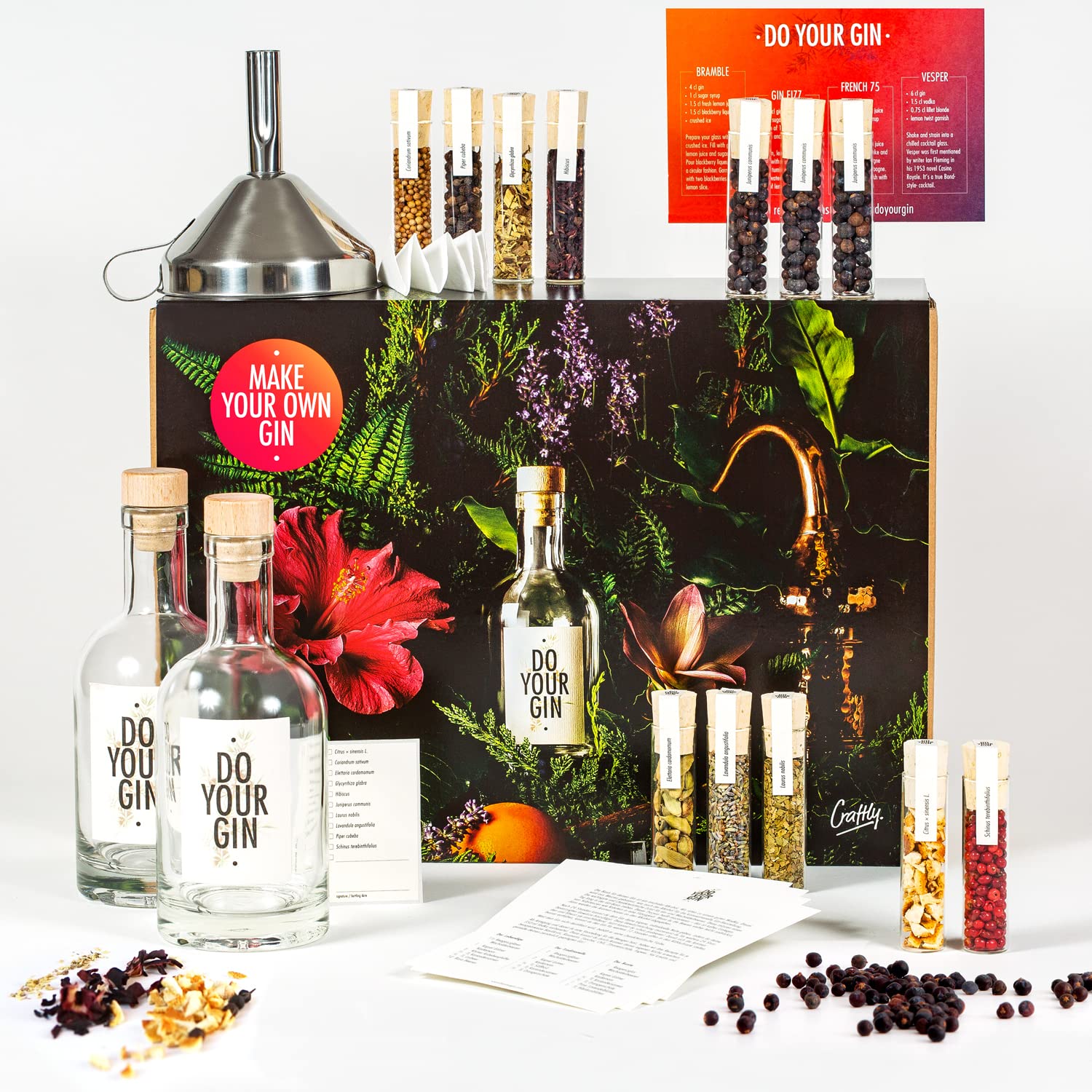 DIY Gin-Making Alcohol Infusion-Kit | Featured in Vogue | 12 Spices in Glass | Mixology-Set for Bartender | Perfect Vodka Gift for Men | DIY Kits for Adults | Bartender Kit | Gifts for Men and Women
