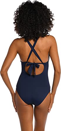          La Blanca Women's Island Goddess High Neck Keyhole One Piece Swimsuit        