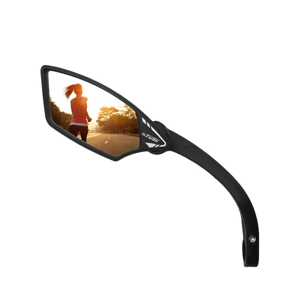 TUSK Bike Mirror/Automobile-Grade Safety/Anti-Glare Clear Wide-Angle / 360° Highly Adjustable & Foldable