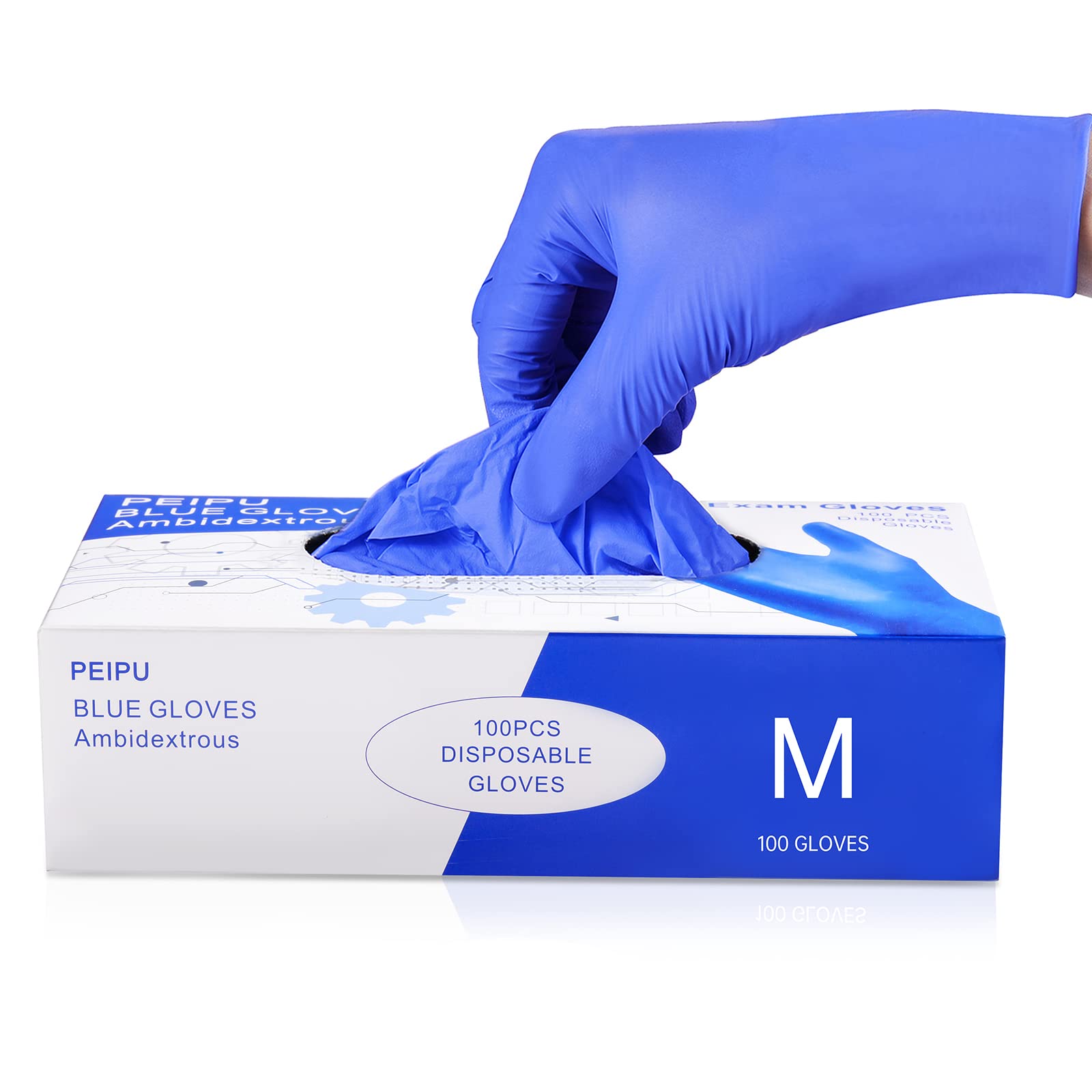 PEIPU Nitrile Gloves Disposable Gloves (Medium, 100-Count), 4 Mil,Powder Free, Cleaning Service Gloves, Latex Free