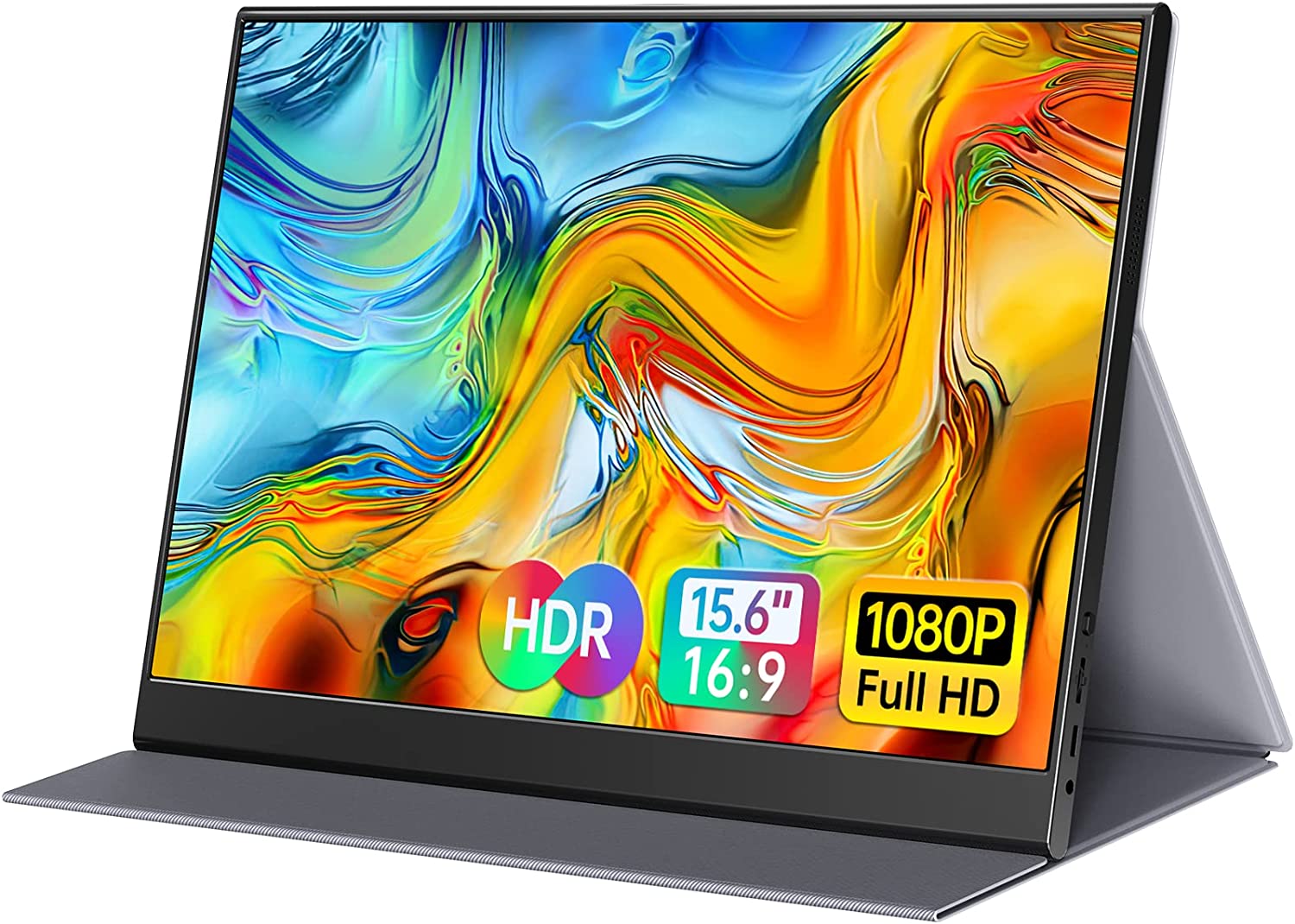         ForHelp 15.6" Professional (1920X1080) FHD Portable Monitor, IPS Ultra-Thin Zero Frame Gaming Monitor with HDMI USB Type-C,Dual Speakers.External Portable Monitor for Laptop Mac Phone PS4 