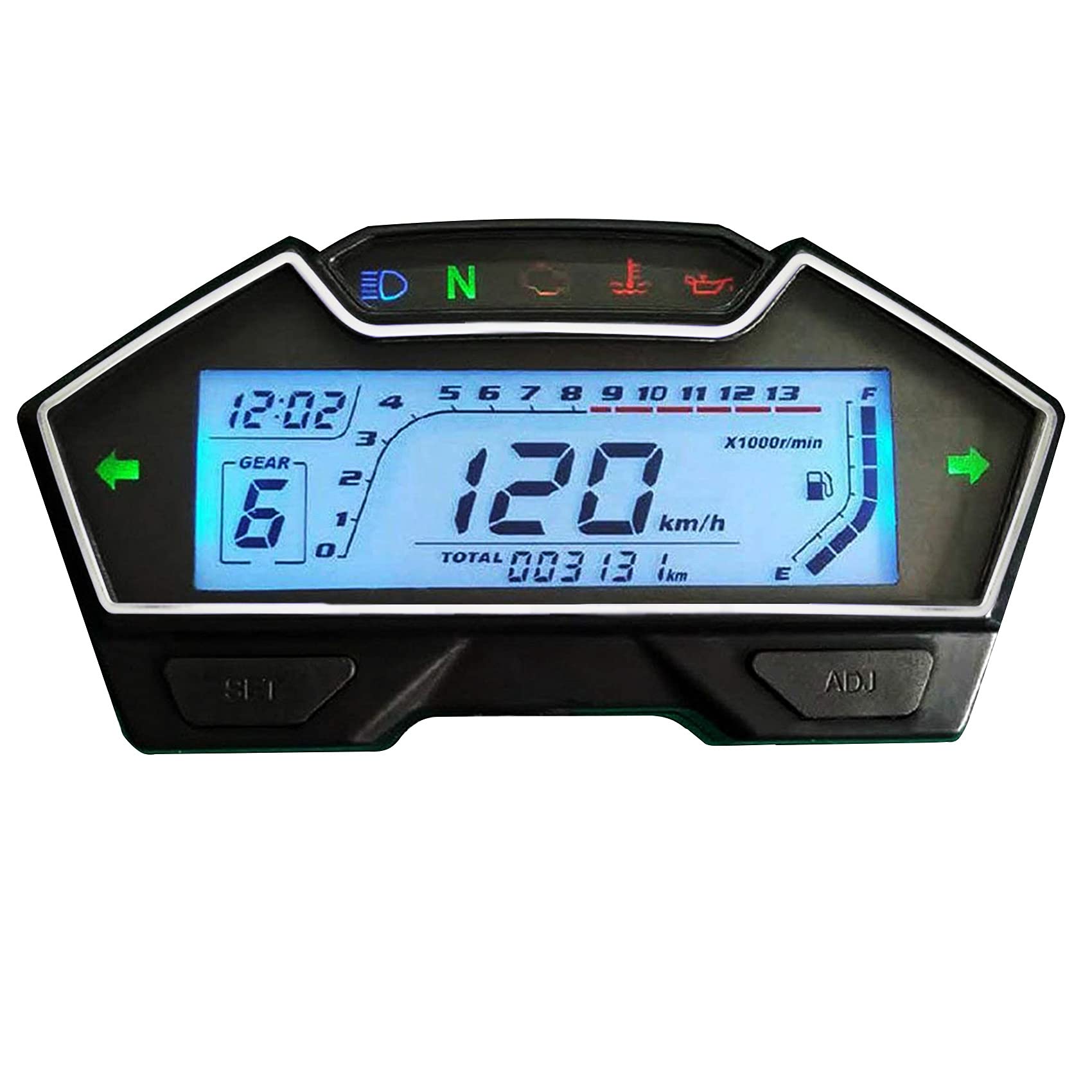 SAMDO Universal Motorcycle Speedometer Odometer Tachometer RPM Speedometer Gauge 199 Kph Mph for Carburetor Motor